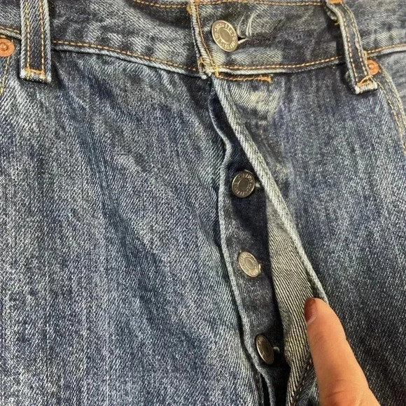 Levis 501 Denim Jeans Button 38X30 Blue 90s Classic Preppy - Picture 4 of 9